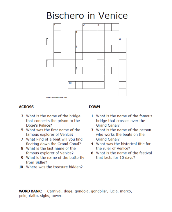 venice tourist attraction crossword